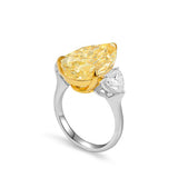 3 Stones Ring 11.30ct Fancy Pear Shape, & White 2 Heart Shape