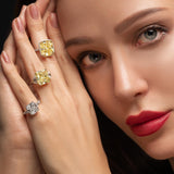 10CT Magnificent 3-Stone Fancy Intense Yellow Diamond Ring