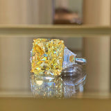 10CT Magnificent 3-Stone Fancy Intense Yellow Diamond Ring