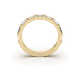 7 Emerald Cut Half Eternity Yellow Ring - Lab Eco Diamonds