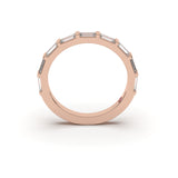 7 Emerald Cut Half Eternity Yellow Ring - Lab Eco Diamonds