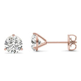 Victoria - 3 Prongs Martini Round Brilliant Stud Earring