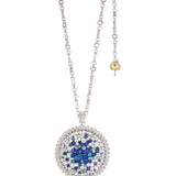 5.70CT Blue and White Diamond Supernova Necklace in 18k