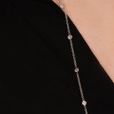18K Long Diamond Chain Necklace- 1.50carats - Real Natural Diamonds