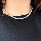 Exclusive Collier Round Tennis Necklace (50/70/100 Points)- 40- 145 Carats - Lab or Natural Diamonds