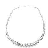 Degrade Riviera Graduated 3 Prongs Diamond Tennis Necklace - 11 Carat -15 Carats - Lab or Natural Diamonds