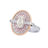 Pink & White Diamond Oval Opus Ring in 18k