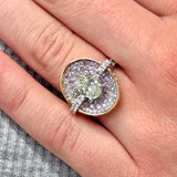 Pink & White Diamond Oval Opus Ring in 18k