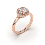 AURORA ROSE- 1.04 Round 4 Prongs Halo Sleeves Band - Lab Eco Diamond
