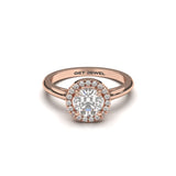 AURORA ROSE- 1.04 Round 4 Prongs Halo Sleeves Band - Lab Eco Diamond