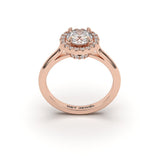 AURORA ROSE- 1.04 Round 4 Prongs Halo Sleeves Band - Lab Eco Diamond