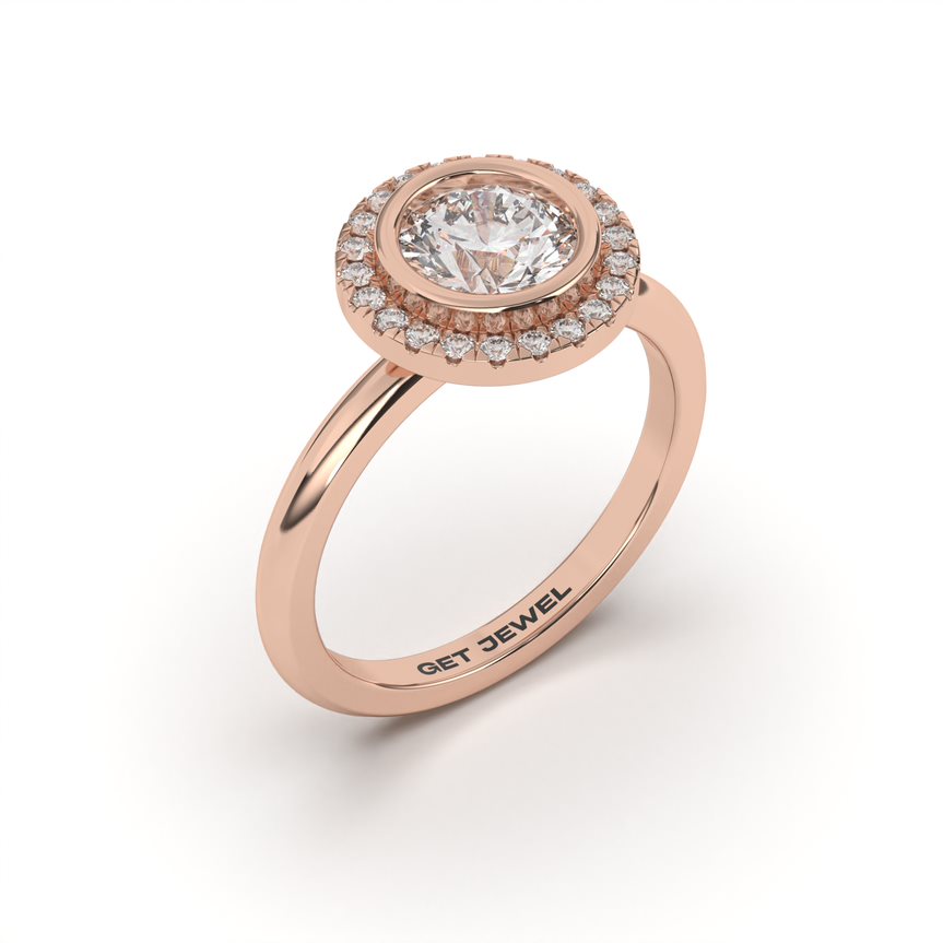 GRACE - Round Bezel Halo Setting Smooth Band