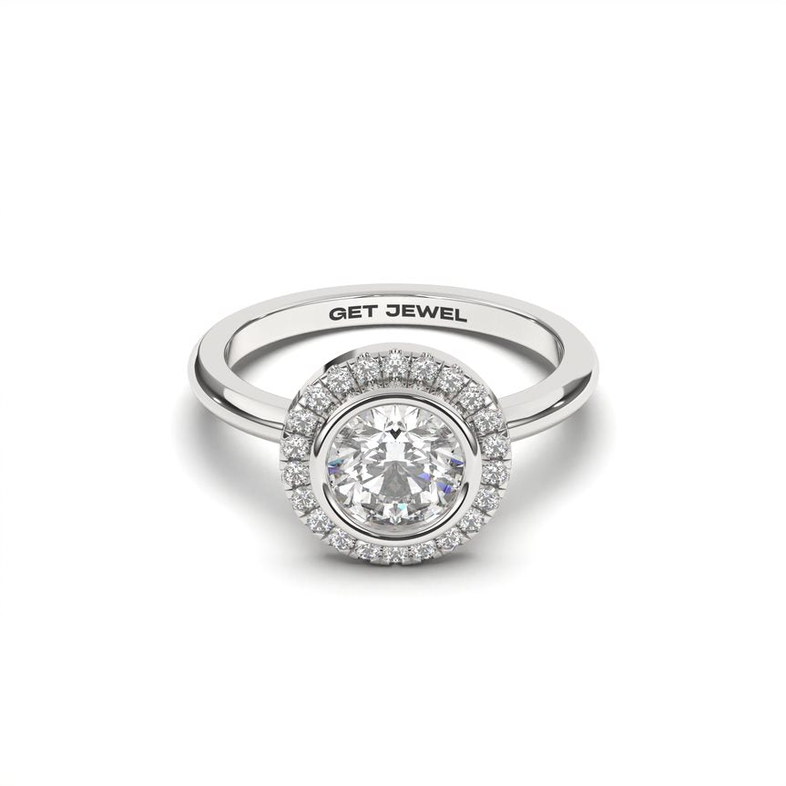 GRACE - Round Bezel Halo Setting Smooth Band
