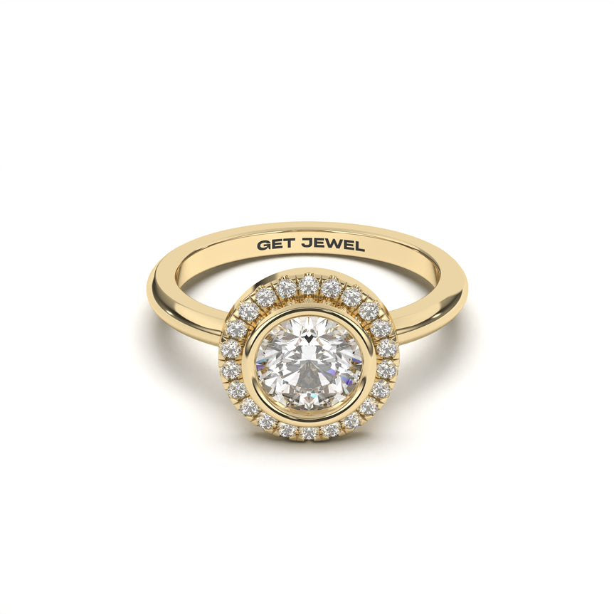 GRACE - Round Bezel Halo Setting Smooth Band