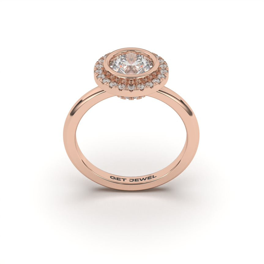 GRACE - Round Bezel Halo Setting Smooth Band
