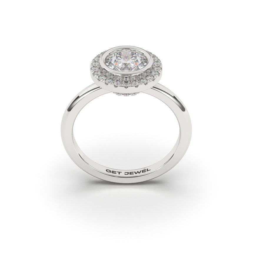 GRACE - Round Bezel Halo Setting Smooth Band