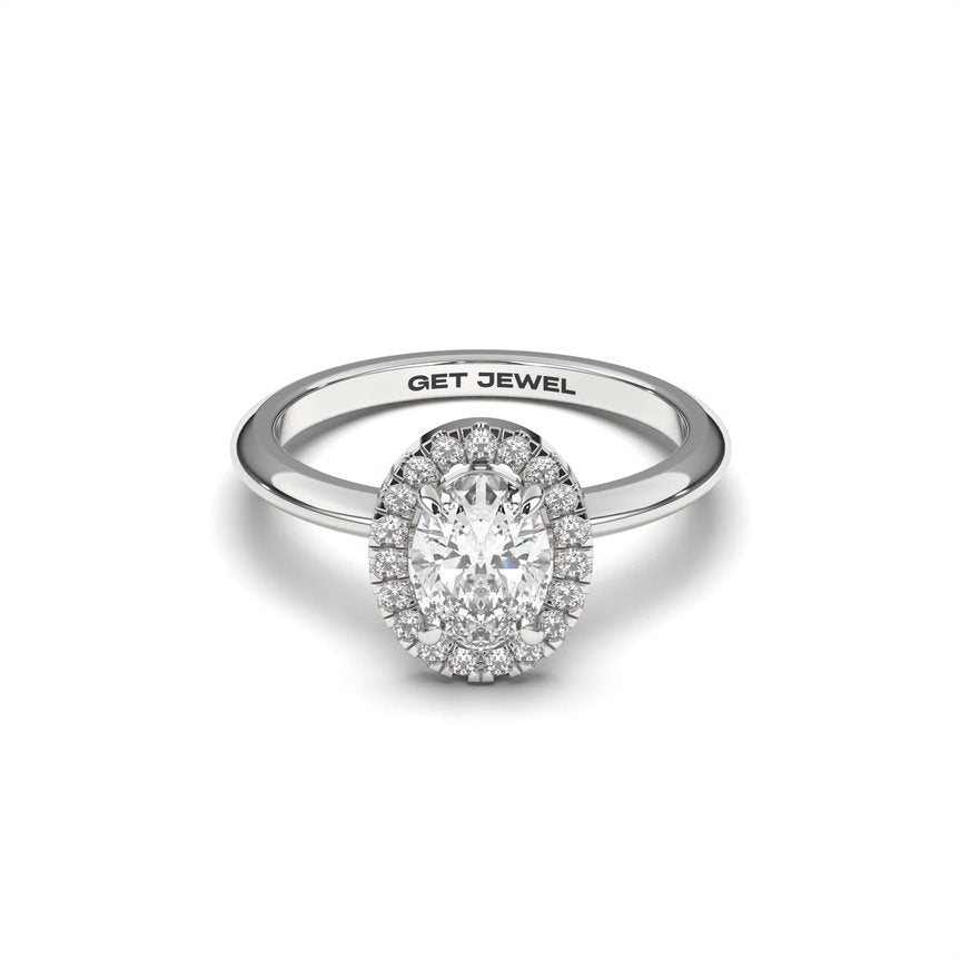 BELLE - Oval Halo 4 Prongs Setting Smooth Band