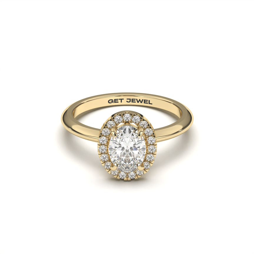 BELLE - Oval Halo 4 Prongs Setting Smooth Band
