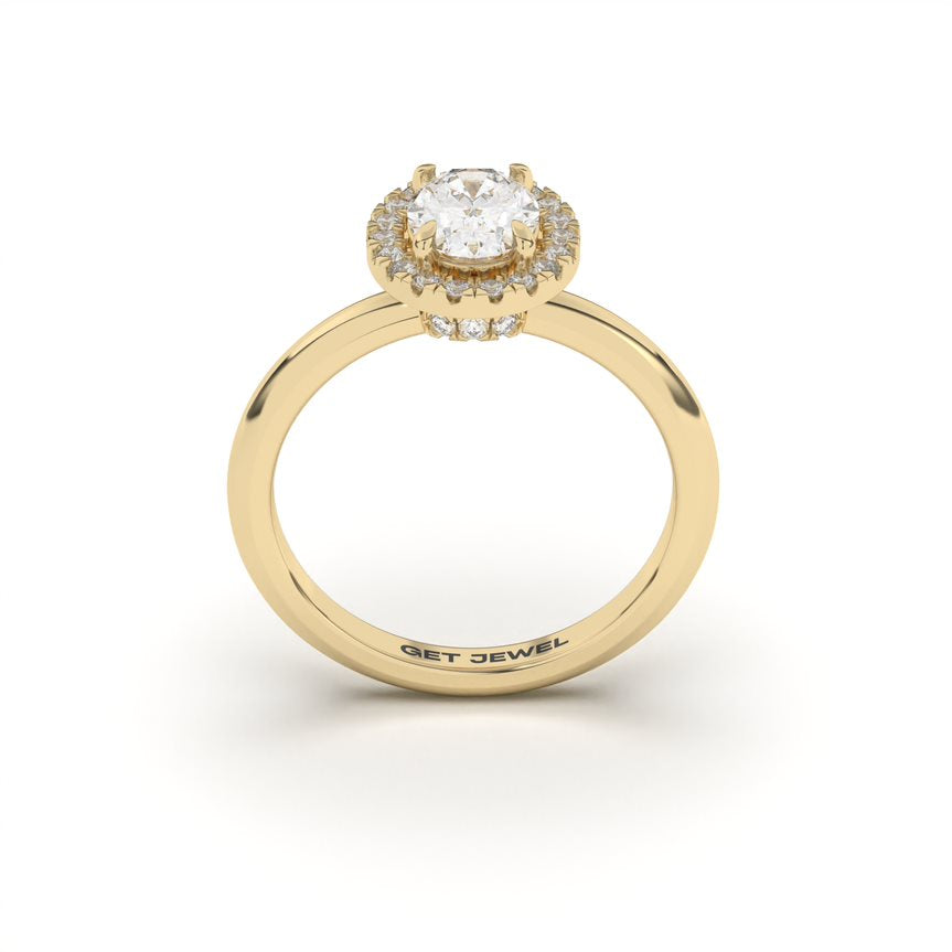 BELLE - Oval Halo 4 Prongs Setting Smooth Band