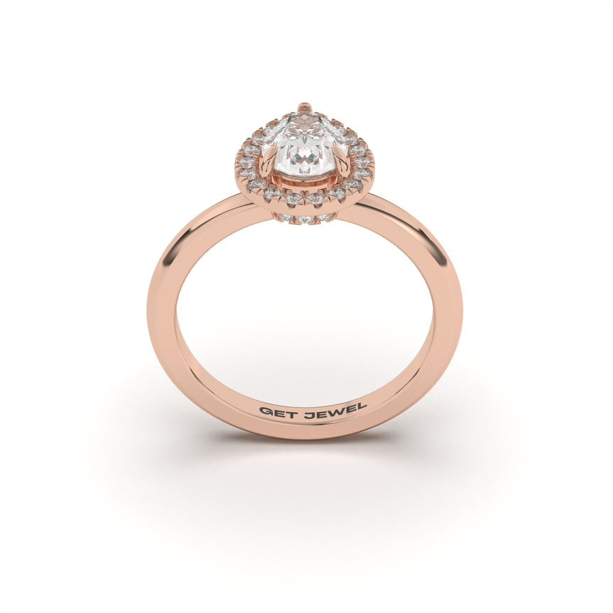 SUBLIME - Pear Halo Smooth Band - 3 prongs