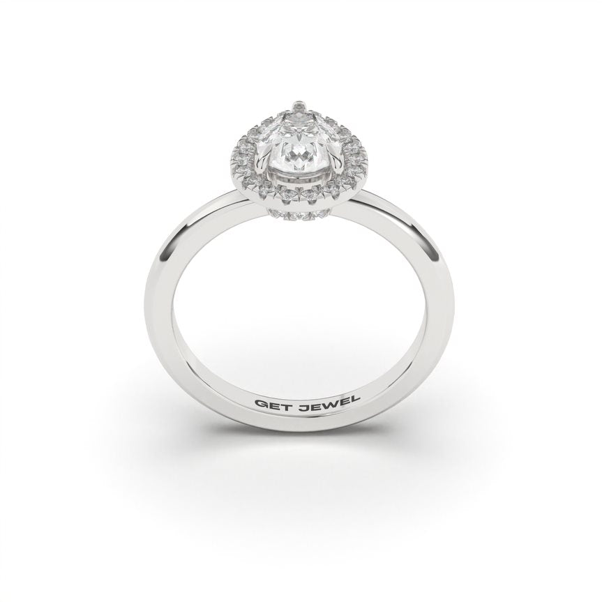 SUBLIME - Pear Halo Smooth Band - 3 prongs