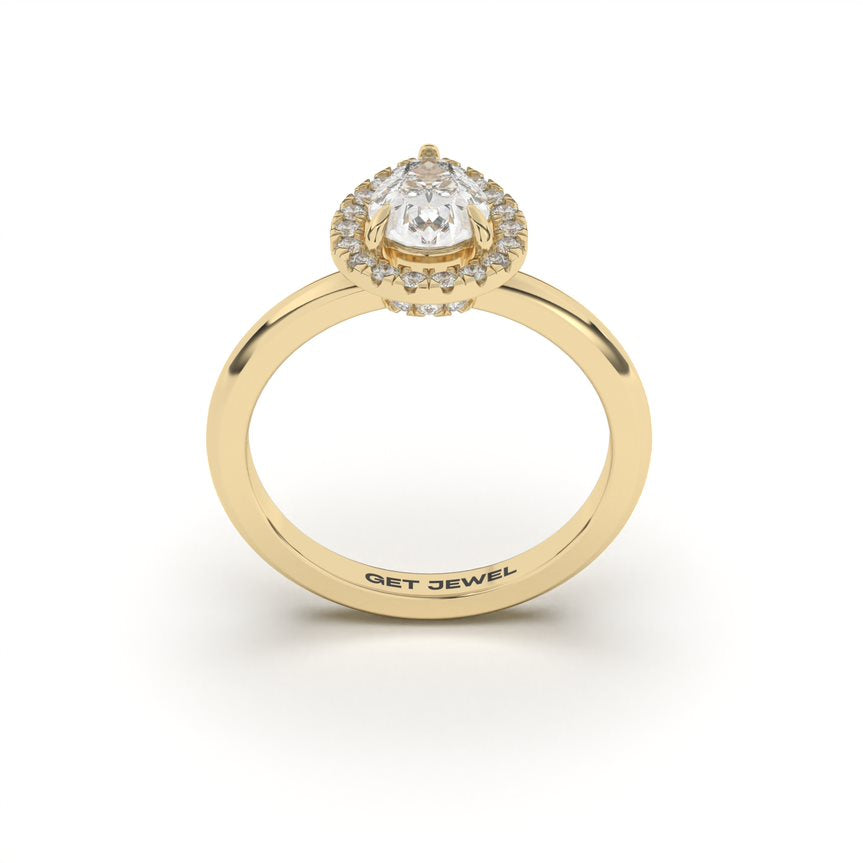 SUBLIME - Pear Halo Smooth Band - 3 prongs