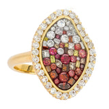 1.60CT Red, Yellow and White Diamond Ombre Supernova Ring in 18k