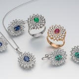 Dianna Trio Stars Ring- 18K Gold - Real Natural & Gems Diamonds