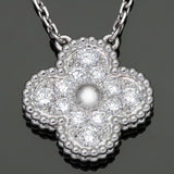 Vintage Clover Diamond Pendant Necklace- Lab Diamonds