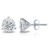 Victoria - 3 Prongs Martini Round Brilliant Stud Earring
