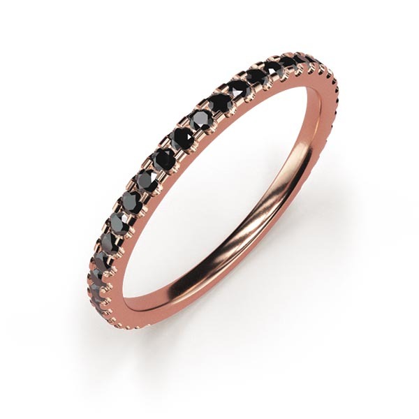 Pure Black Half Eternity Ring - Real Natural Black Diamonds