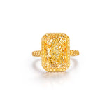 The 6.35CT Yellow Halo Sun Radiant Cut Diamond Ring
