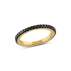 Pure Black Half Eternity Ring - Real Natural Black Diamonds