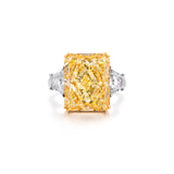 10CT Magnificent 3-Stone Fancy Intense Yellow Diamond Ring