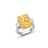 10CT Magnificent 3-Stone Fancy Intense Yellow Diamond Ring