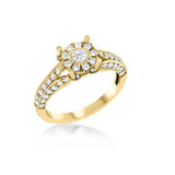 Sun Rays - Triple Pave Solitaire Ring- Real Natural Diamonds