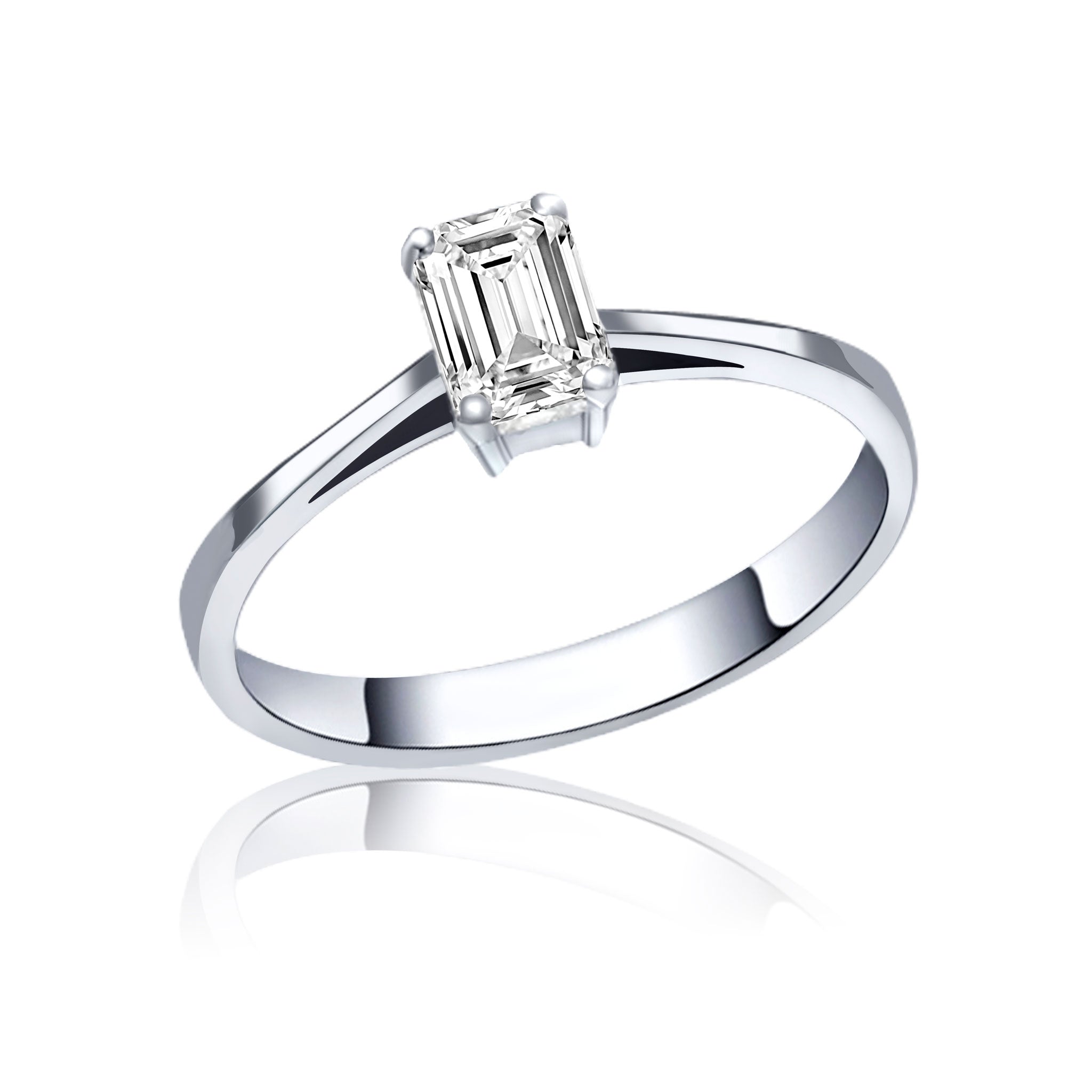 Emerald Shape Solitaire - Design Solitaire Ring- Real Natural Diamonds