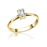 Emerald Shape Solitaire - Design Solitaire Ring- Real Natural Diamonds