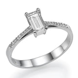 Emerald Shape Solitaire - Settings Ring- Real Natural Diamonds