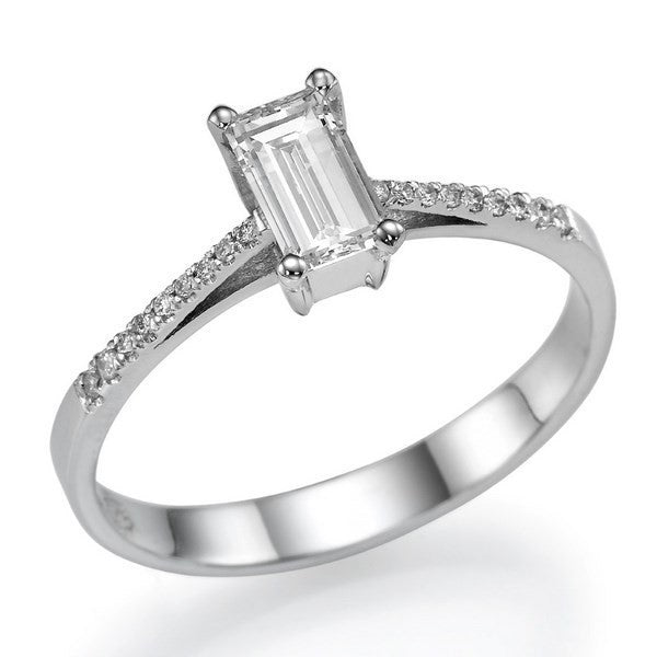 Emerald Shape Solitaire - Settings Ring- Real Natural Diamonds