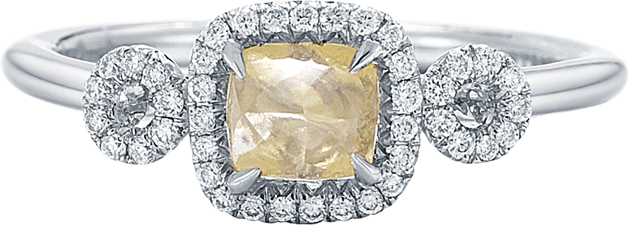 Art Deco Lemon - Yellow Natural Raw Ring