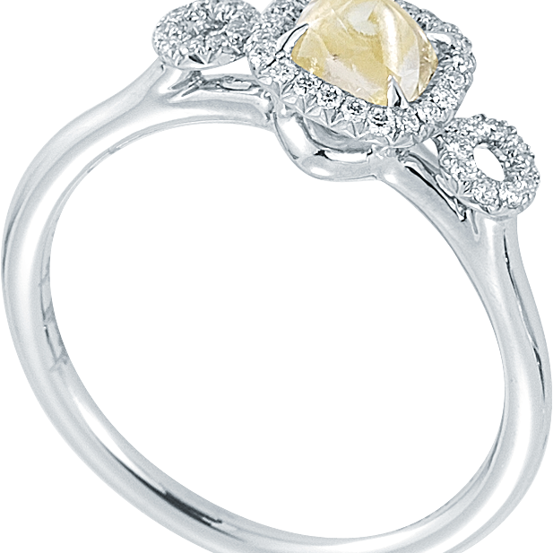 Art Deco Lemon - Yellow Natural Raw Ring