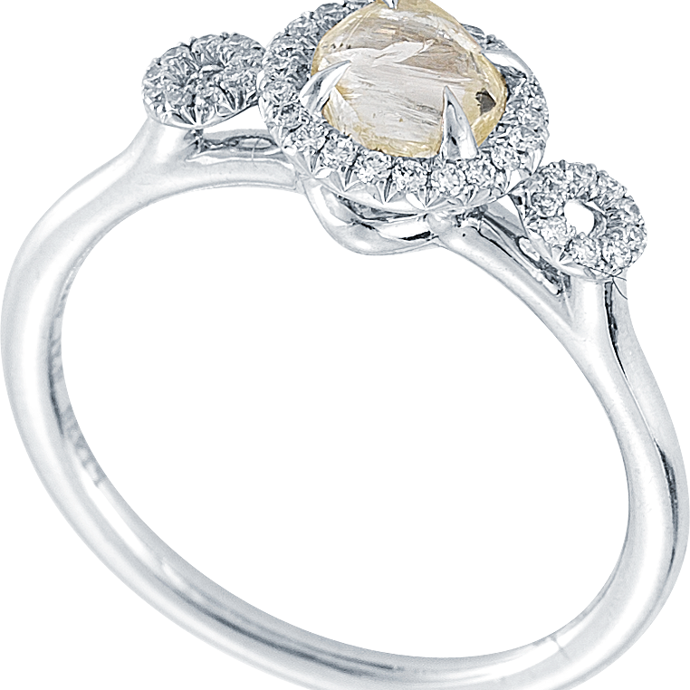 Art Deco Champagne - Yellow Natural Raw Ring