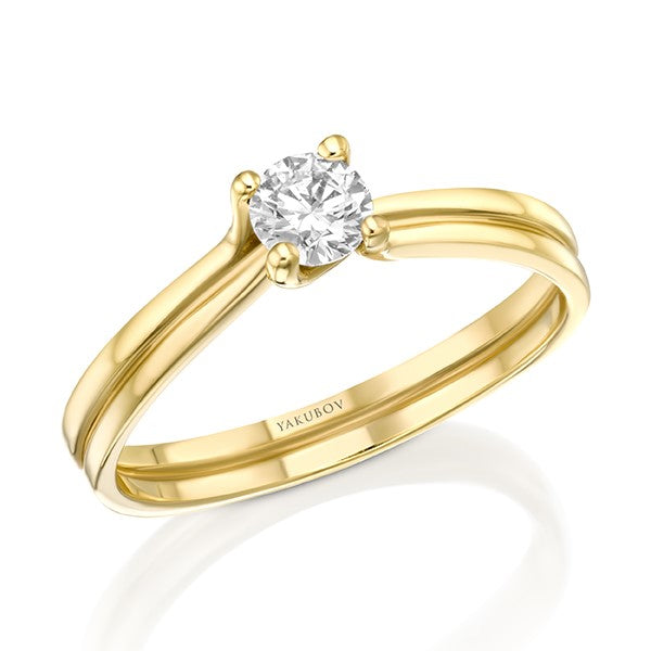 Double Twist Solitaire - Fresh Design Ring- Real Natural Diamonds