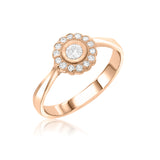 Halo Flower - Design Ring- Real Natural Diamonds