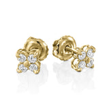 Rhombus - Round Shape Stud Earrings- Real Natural Diamonds