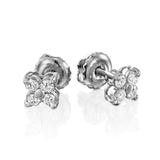 Rhombus - Round Shape Stud Earrings- Real Natural Diamonds