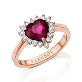 Dianna Princess Gem - 3 Carats Heart Natural Ruby Ring - Real Natural Diamonds