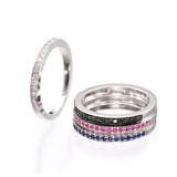 Rainbow LOVE Colors - All Around Eternity LOVE Ring- Real Natural Gems