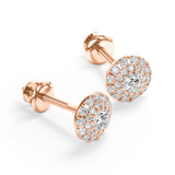 Olivia - Classic Double Halo Round Stud Earring